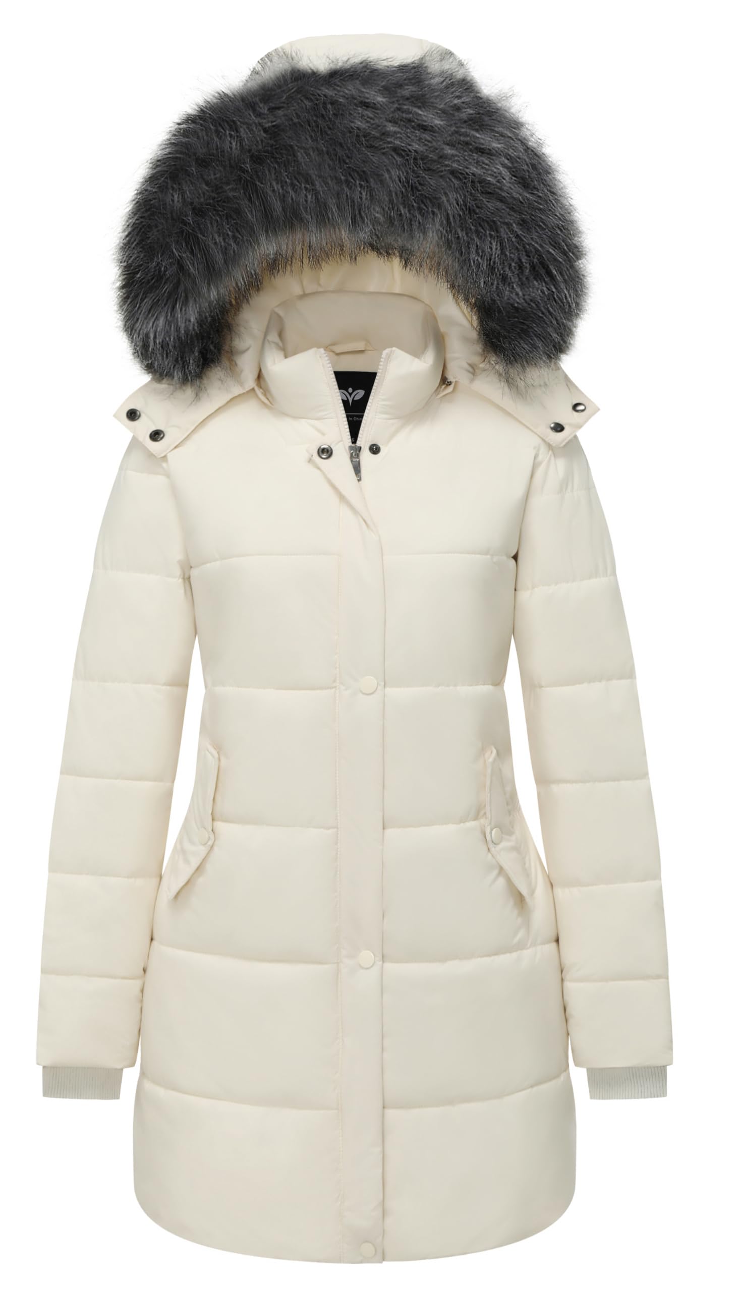 GGleaf Women's Winter Thicken Puffer Coat Warm Snow Jacket with Fur Removable Hood